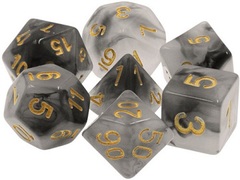 Poly 7 Dice Set: Brewing Storm (Black Jade Opaque)