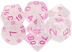 Poly 7 Dice Set: Candied Whispers (Milky White W/Pink)