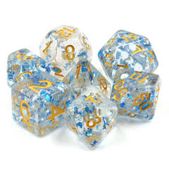 Poly 7 Dice Set: Let It Roll (Translucent W/Blue)