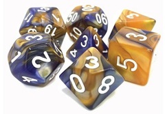 Poly 7 Dice Set: Midnight Sun (Dark Blue/Gold)