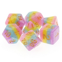 Poly 7 Dice Set: Rainbow Unicorn (Opaque Pastel)