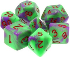 Poly 7 Dice Set: Primordial Ooze (Purple/Green Fusion)