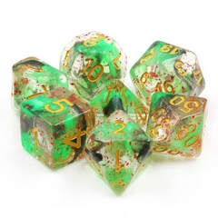 Poly 7 Dice Set: Rolling Dead (Green/Black W/Red)