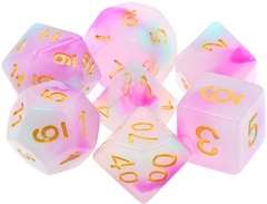 Poly 7 Dice Set: Serendipity (White/Pink Jade Opaque)