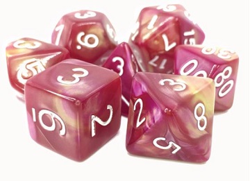Poly 7 Dice Set: SharazadS Tale (Yellow/Rose)