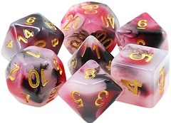 Poly 7 Dice Set: Soul Decay (Black/Red Jade Opaque)