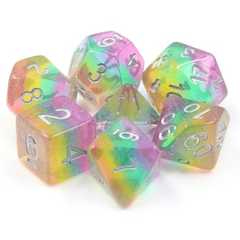 Poly 7 Dice Set: Space Unicorn (Rainbow Glitter)