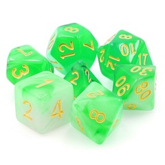 Poly 7 Dice Set: Eldritch Gaze (Translucent Green Haze)