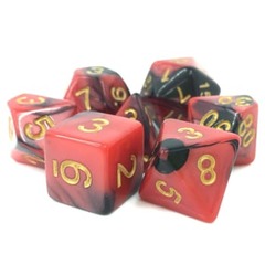 Poly 7 Dice Set: Blood Pact (Red/Black Fusion)