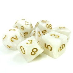 Poly 7 Dice Set: Divine Light (White Pearl Opaque)