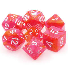 Poly 7 Dice Set: Dragon's Blaze (Orange/Rose Fusion)