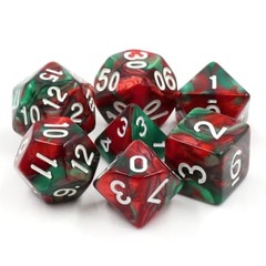 Poly 7 Dice Set: Hemogoblin (Green/Red Fusion)