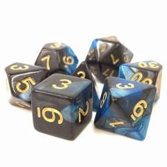 Poly 7 Dice Set: Inky Underworld (Blue/Black Fusion)