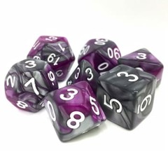 Poly 7 Dice Set: King's Purser (Purple/Silver Fusion)