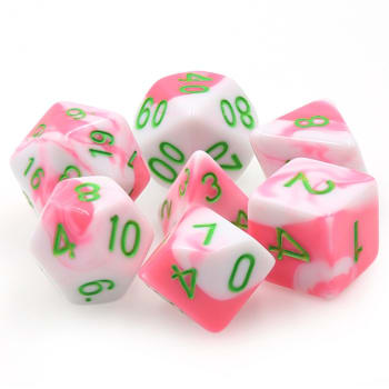 Poly 7 Dice Set: Phantasma (Pink/White Fusion)