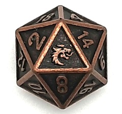 Old School DnD RPG D20 Metal Dice: Dwarven Forged - Ancient Bronze