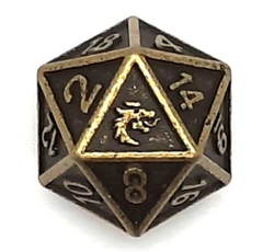 Old School DnD RPG D20 Metal Dice: Dwarven Forged - Ancient Gold