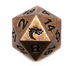 Old School DnD RPG D20 Metal Dice: Dwarven Forged - Archaic Bronze