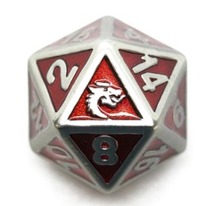 Old School DnD RPG D20 Metal Dice: Elven Forged - Metallic Red