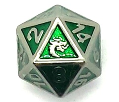 Old School DnD RPG D20 Metal Dice: Elven Forged - Metallic Green