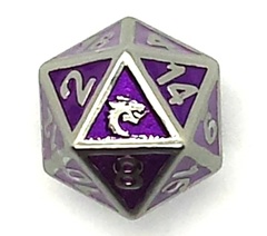 Old School DnD RPG D20 Metal Dice: Elven Forged - Metallic Purple