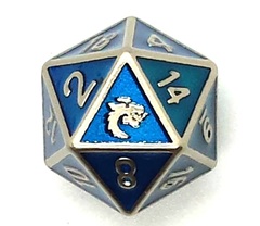 Old School DnD RPG D20 Metal Dice: Elven Forged - Metallic Teal