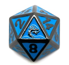 Old School DnD RPG D20 Metal Dice: Elven Forged - Teal w/ Black Nickel