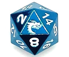 Old School DnD RPG D20 Metal Dice: Halfling Forged - Electric Blue