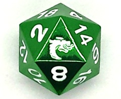 Old School DnD RPG D20 Metal Dice: Halfling Forged - Electric Green