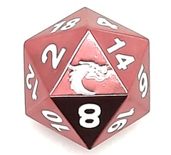 Old School DnD RPG D20 Metal Dice: Halfling Forged - Electric Pink