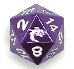 Old School DnD RPG D20 Metal Dice: Halfling Forged - Electric Purple