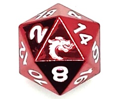 Old School DnD RPG D20 Metal Dice: Halfling Forged - Electric Red