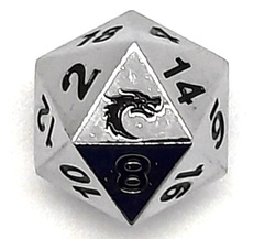 Old School DnD RPG D20 Metal Dice: Halfling Forged - Shiny Silver