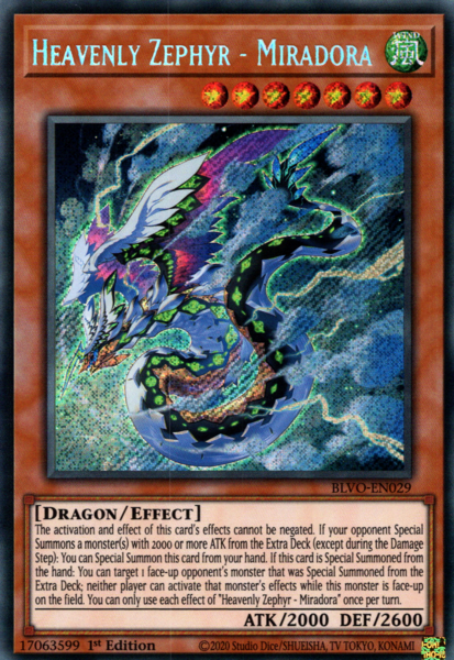Heavenly Zephyr - Miradora - BLVO-EN029 - Secret Rare - 1st Edition