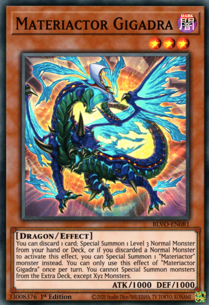 Materiactor Gigadra - BLVO-EN081 - Super Rare - 1st Edition