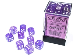 36 12mm Purple/White Borealis D6 Dice Set - CHX27977