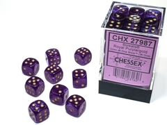 36 12mm Royal Purple/Gold Borealis D6 Dice Set - CHX27987