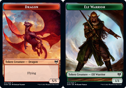 Token - Dragon // Elf Warrior - Foil