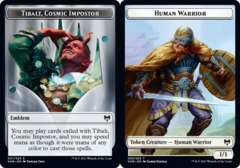 Human Warrior // Emblem - Tibalt, Cosmic Impostor Double-sided Token - Foil