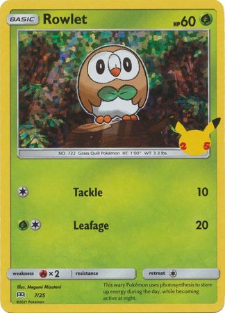 Rowlet - 7/25 - Holo - McDonalds 25th Anniversary Promo