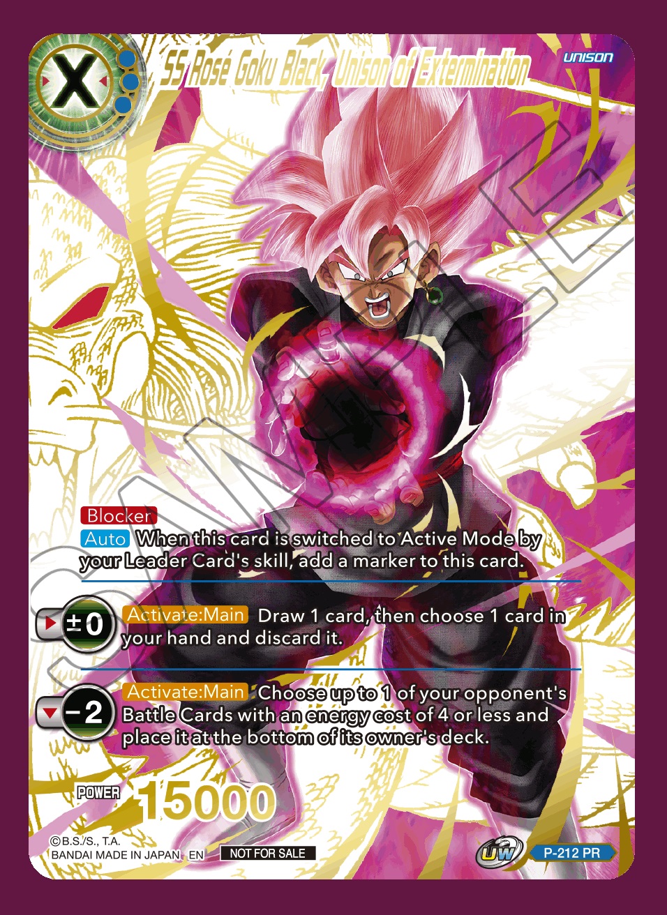 SS Rose Goku Black, Unison of Extermination - P-212 - PR (Gold Stamped)