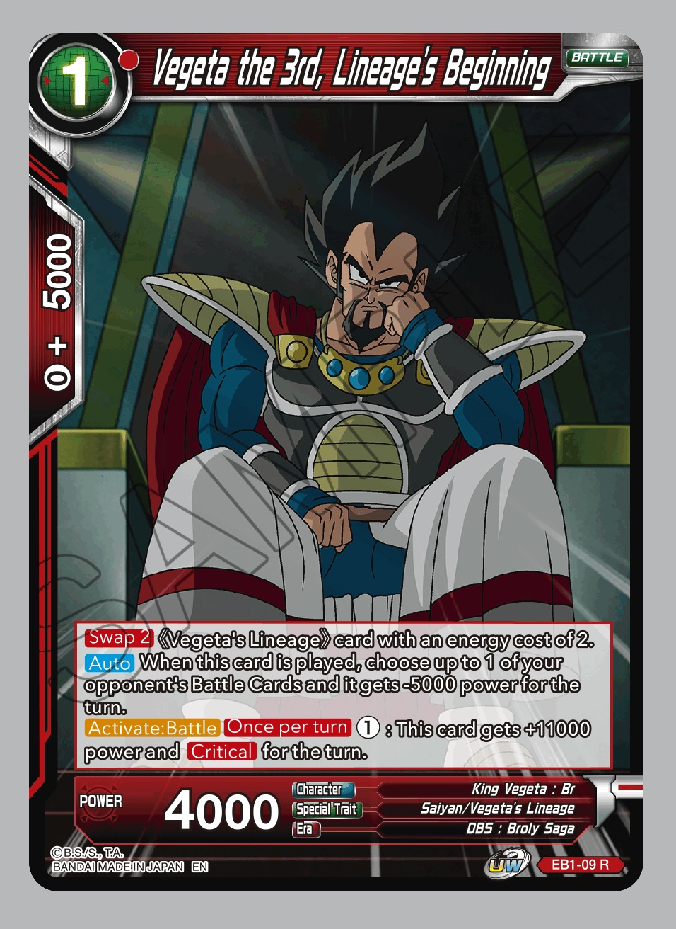 Vegeta the 3rd, Lineages Beginning - EB1-09 - R