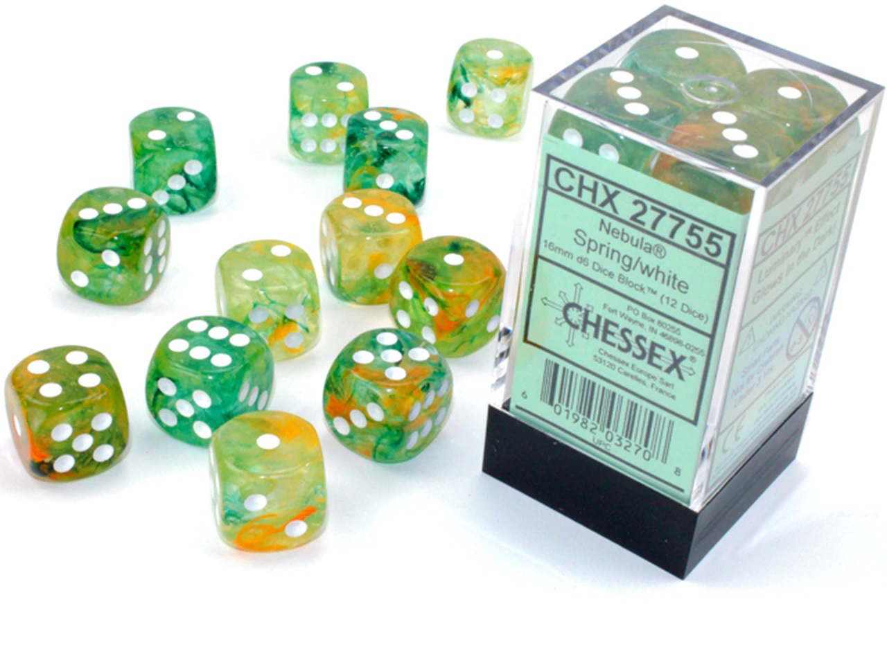 12Ct Nebula D6 Dice Set Spring/White Luminary (CHX27755)