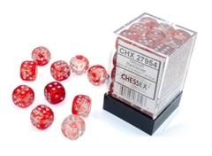 36Ct Nebula D6 Dice Set Red/Silver Luminary (CHX27954)