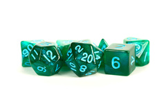 Metallic Dice Games- Stardust: Green w/ Blue Numbers - 16mm Dice Set