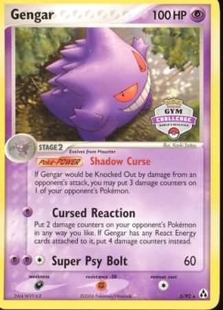 Gengar - 5/92 - (Gym Challenge) Promo