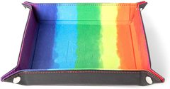 Metallic Dice Games Rainbow Watercolor Dice Tray with Leather Backing 10