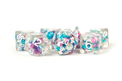 7-Die Set 16mm Resin Pearl: Gradient Purple / Teal / White Numbers