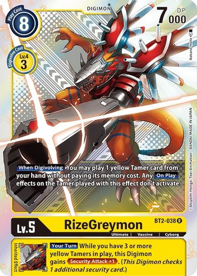 RizeGreymon - BT2-038 - R (Premium Pack Set 01) - Foil RizeGreymon - BT2-038 - R (Premium Pack Set 01) - Foil