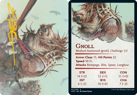 11/81 Gnoll Art Card -  Gold-Stamped Signature